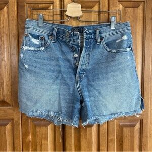 Abercrombie & Fitch Blue Jean Shorts Distressed High-Waisted